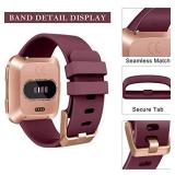 [4 Pack] Bands Compatible with Fitbit Versa 2, Fitbit Versa, Versa Lite/SE, Assorted Soft Silicone Patterned Wristbands, Black/Wine Red/White/Grey, Small