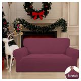 Easy-Going Stretch Loveseat Slipcover 1-Piece Sofa Cover Furniture Protector Couch Soft with Elastic Bottom for Kids Polyester Spandex Jacquard Fabric Small Checks(Loveseat, ASH Rose)