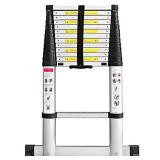 Sotech 15.5 FT Aluminum Telescoping Extension Ladder with Stabilizer Bar,One Button Retraction Telescopic Collapsible RV Ladder,Soft-Close and Pinch-Free EN131 Certified,Max Load 330 lbs