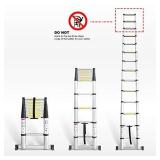 Sotech 15.5 FT Aluminum Telescoping Extension Ladder with Stabilizer Bar,One Button Retraction Telescopic Collapsible RV Ladder,Soft-Close and Pinch-Free EN131 Certified,Max Load 330 lbs