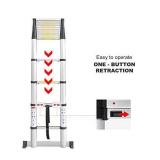 Sotech 15.5 FT Aluminum Telescoping Extension Ladder with Stabilizer Bar,One Button Retraction Telescopic Collapsible RV Ladder,Soft-Close and Pinch-Free EN131 Certified,Max Load 330 lbs