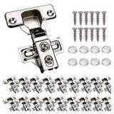 KONIGEEHRE 20 Pack Soft Close Cabinet Door Hinges for 1/2" Partial Overlay Cupboard, 100 Degree Opening Angel, Stainless Concealed Kitchen Cabinet Hinges With Mounting Screws and Manual