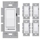 4 Pack] BESTTEN Dimmer Wall Light Switch, Single Pole or 3-Way, Compatible with Dimmable LED, CFL, Incandescent and Halogen Bulb, 120VAC, UL Listed, White