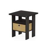 Furinno Andrey End Side Night Stand/Bedside Table with Bin Drawer, 1-Pack, Dark Espresso/Brown