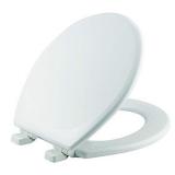 MAYFAIR 843SLOW 000 Lannon Toilet Seat will Slow Close and Never Loosen, ROUND, Durable Enameled Wood, White