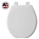 MAYFAIR 843SLOW 000 Lannon Toilet Seat will Slow Close and Never Loosen, ROUND, Durable Enameled Wood, White