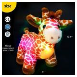 Bstaofy LED Giraffe Stuffed Plush Light Up Jungle Pal Toy Glow in Dark Luminous Birthday Christmas Festival Gift for Kids Friends, 12.5
