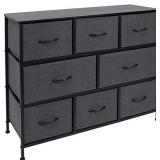 Sorbus Dresser with 8 Drawers - Furniture Storage Chest for Kids Clothing Organization, Bedroom, Hallway, Closet, Office - Steel Iron Frame, Rustic Farmhouse Wood Top, Fabric Bins (Black)