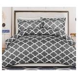Utopia Bedding Duvet Cover Queen Size Set - 1 Duvet Cover with 2 Pillow Shams - 3 Pieces Comforter Cover with Zipper Closure - Ultra Soft Brushed Microfiber, 90 X 90 Inches (Queen, Quatrefoil Grey)
