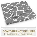 Utopia Bedding Duvet Cover Queen Size Set - 1 Duvet Cover with 2 Pillow Shams - 3 Pieces Comforter Cover with Zipper Closure - Ultra Soft Brushed Microfiber, 90 X 90 Inches (Queen, Quatrefoil Grey)