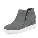 DREAM PAIRS Womenâs Grey Casual Platform Wedge Sneaker Booties Size 8 M US Wedge-Snkr-2