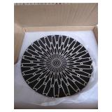 MARSTRACE 8.25 Inch Ceramic Desserts Plates,Black and White Plates Porcelain Salad Plates with Stripe Texture for Sandwiches Dinner Pasta,Set of 4,Microwave Dishwasher