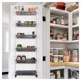 Keren Over The Door Pantry Organizer - 6-Tier Home Organization Steel & Resin Construction with Sturdy Hooks Hanging, Cans, Spice, Storage, Closet, Gray, 18.5x59.5"