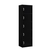 Hodedah 5 Shelf 5 Door Bookcase in Black