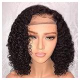 Jessica Hair 13x6 Lace Front Wigs Human Hair Short Bob Wigs Pre Plucked With Baby Hair Curly Brazilian Remy Hair Wigs For Black Women(10 Inch with 150% Density)