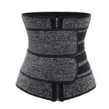 Waist Trainer for Women Corset Cincher Belt Slimming Waist Sweat Girdle Workout Belt Body Shaper (Grey-two belts(Zipper closure), M)