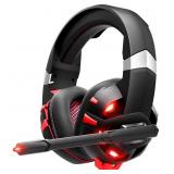 RUNMUS Stereo Gaming Headset for PS4, Xbox One, PC, Mobile, Noise Canceling Over Ear Headphone with Mic and LED Light