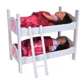 The New York Doll Collection Doll Wooden Bunk Bed with Ladder and Bedding