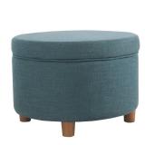 Round Storage Ottoman Teal - HomePop