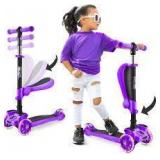 Hurtle 3-Wheeled Scooter for Kids - Wheel LED Lights Adjustable Lean-to-Steer...