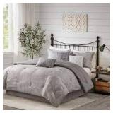 Madison Park Walter 7 Piece Printed Seersucker Comforter Set Queen