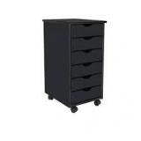 adeptus matte black six drawer roller cart
