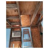 Contents of Shed (Like New Coleman Powermate 27 Gallon 5HP 115 Volt Air Compressor Located in Loft of Shed, must use a Ladder to Remove it from small front door in Loft-see pictures. SEE LIST OF OTHER