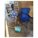 2 Lawn Chairs and Water Jug