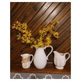 3 Ceramic Pitchers with Flowers