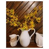 3 Ceramic Pitchers with Flowers