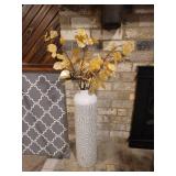 Large Metal Vase with Flowers