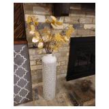 Large Metal Vase with Flowers