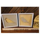 2 Bird Pictures and Metal Birdcage