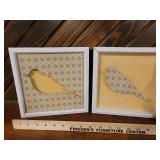 2 Bird Pictures and Metal Birdcage