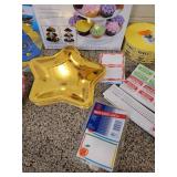 NIB Wilton 3 Tier Dessert Tower, Party Plates, Party Decorations, and New Rolls of Tickets