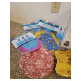 NIB Wilton 3 Tier Dessert Tower, Party Plates, Party Decorations, and New Rolls of Tickets