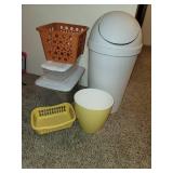 Totes, Trash Cans, and Crate