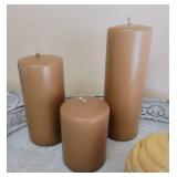 Serving Tray (metal and wood) 23 x 13, 3 Candles, Honeypot, and Decor Wine Bottle