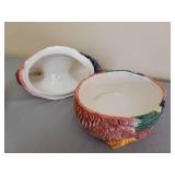 Ceramic Rooster Cookie Jar, Saltshaker, and Fighting Roosters Decor