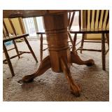 Solid Oak Dining Table with 6 Chairs (Shown with leaf in place) 48 x 72 x 29 with leaf and 48" round without leaf