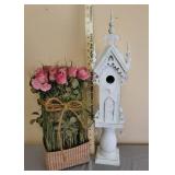 Birdhouse and Floral Decor