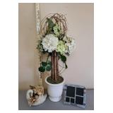 Faux Topiary, Best Friends Picture Frame, and Ceramic Duck Decor