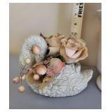 Faux Topiary, Best Friends Picture Frame, and Ceramic Duck Decor