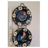 4 Rooster/Hen Plates and Plate Holder