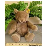 Steiff Mohair 13" Carmel Teddy Bear with Ear Tag 0202/36 with Fully Movable Joints (plant NOT included)
