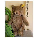 Steiff Mohair 13" Carmel Teddy Bear with Ear Tag 0202/36 with Fully Movable Joints (plant NOT included)