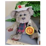 3 Brass Button Teddy Bears: Tanner the Bear of Health, Taylor the bear of happiness, and Blossom the bear of wealth. All Have Movable Joints