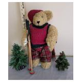 16" Teddy Bear on Stand (plays music and moves with the music) and 2 Trees