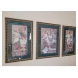 2- 20.5x32 Floral Pictures and 1-26.5x32 Floral Picture by Barbara Mock