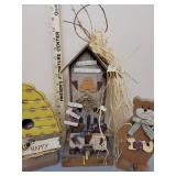 Wooden Teddy Bear Decor (Honeybee Inn, Bee Happy House, and Bear Standing)